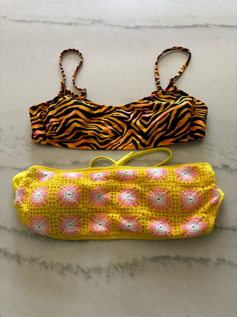 Wild Fable Crochet and Tiger Print Bikini Tops Size XL